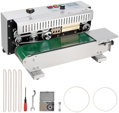 VEVOR Continuous Bag Band Sealing Machine  0 24 0 47 in/6 12 mm Seal Width  Horizontal Band Sealer Machine with Digital Temperature Control Stainless Steel Bag Sealer for 0 02 0 8 mm Plastic Bag Film