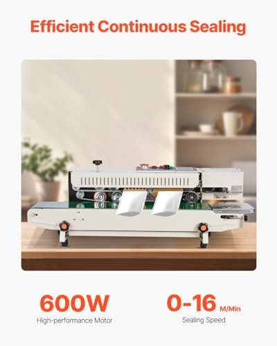 VEVOR Continuous Bag Band Sealing Machine  0 24 0 47 in/6 12 mm Seal Width  Horizontal Band Sealer Machine with Digital Temperature Control Stainless Steel Bag Sealer for 0 02 0 8 mm Plastic Bag Film