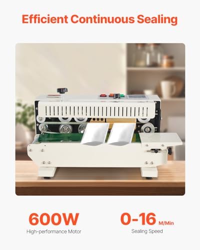 VEVOR Continuous Bag Band Sealing Machine  0 24 0 47 in/6 12 mm Seal Width  Horizontal Band Sealer Machine with Digital Temperature Control Stainless Steel Bag Sealer for 0 02 0 8 mm Plastic Bag Film