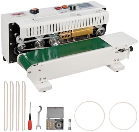 VEVOR Continuous Bag Band Sealing Machine  0 24 0 47 in/6 12 mm Seal Width  Horizontal Band Sealer Machine with Digital Temperature Control Stainless Steel Bag Sealer for 0 02 0 8 mm Plastic Bag Film