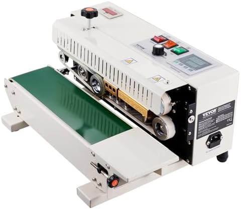 VEVOR Continuous Bag Band Sealing Machine  0 24 0 47 in/6 12 mm Seal Width  Horizontal Band Sealer Machine with Digital Temperature Control Stainless Steel Bag Sealer for 0 02 0 8 mm Plastic Bag Film