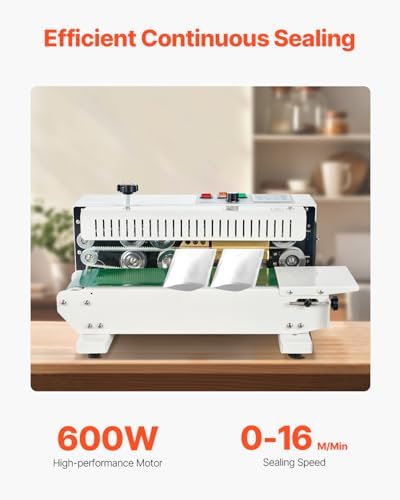 VEVOR Continuous Bag Band Sealing Machine  0 24 0 47 in/6 12 mm Seal Width  Horizontal Band Sealer Machine with Digital Temperature Control Stainless Steel Bag Sealer for 0 02 0 8 mm Plastic Bag Film