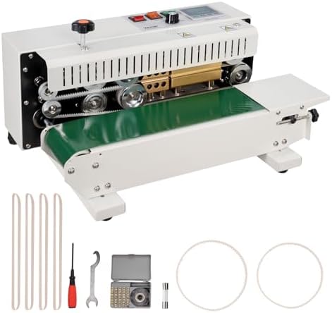 VEVOR Continuous Bag Band Sealing Machine  0 24 0 47 in/6 12 mm Seal Width  Horizontal Band Sealer Machine with Digital Temperature Control Stainless Steel Bag Sealer for 0 02 0 8 mm Plastic Bag Film