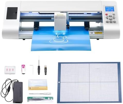 VEVOR Cutting Machine  Automatic Edge Detection Vinyl Cutter Machine with Design Software and Materials  Compatible with Multiple File Formats  for Creating Customized DIY Crafts  Cards  Stickers