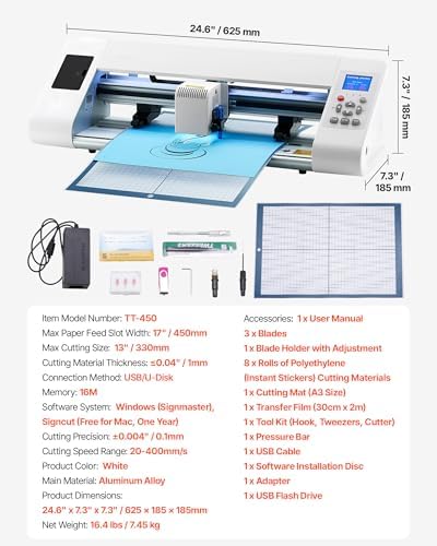 VEVOR Cutting Machine  Automatic Edge Detection Vinyl Cutter Machine with Design Software and Materials  Compatible with Multiple File Formats  for Creating Customized DIY Crafts  Cards  Stickers