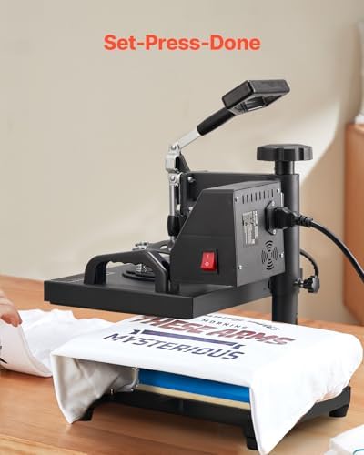 VEVOR Heat Press  12x10in Heat Press Machine  Clamshell Sublimation Transfer Printer Fast Heat up  Digital Precise Temperature Control  Vinyl Heat Press for T Shirts Bags Garments Mats Puzzles  650W