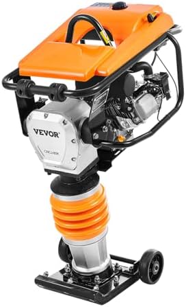 VEVOR Jumping Jack Compactor  6 5 HP Vibratory Rammer Fuel Powered 196 cc Engine Tamper  3600 lbs Impact Force  26 Max Compaction Depth  Four Spring  for Soil  Gravel  Concrete Slabs  Foundations
