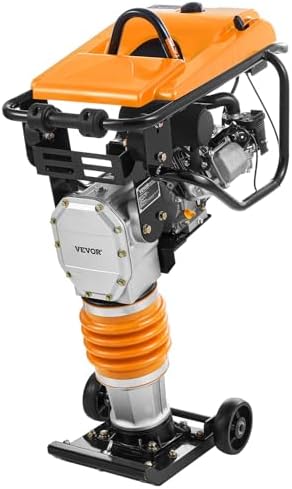 VEVOR Jumping Jack Compactor  6 5 HP Vibratory Rammer Fuel Powered 196 cc Engine Tamper  3600 lbs Impact Force  26 Max Compaction Depth  Four Spring  for Soil  Gravel  Concrete Slabs  Foundations