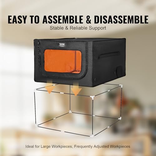 VEVOR Laser Engraver Enclosure 31 5 x 31 5 x 19 6  Dual Direction Viewing  Flame Retardant and Fireproof Cover  with Exhaust Fan and Pipe  Insulates Smoke  Noise and Eye Protection  Black