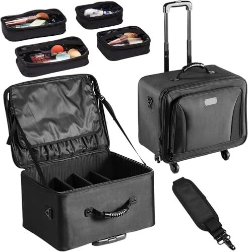 VEVOR Makeup Train Case Professional Makeup Storage Organizer Box Make Up Carrier for Women and Girls