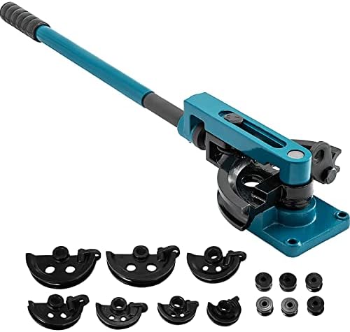 VEVOR Pipe Tube Bender  3/8 to 1 Manual Pipe Tube Bender  with 7 Dies  Heavy Duty Tube Bender Tubing of Steel Metal Copper  for Repair Shops  Blue