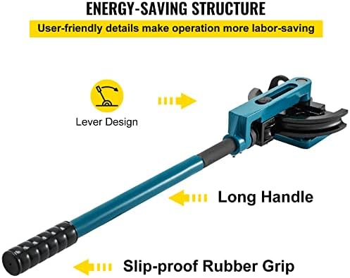 VEVOR Pipe Tube Bender  3/8 to 1 Manual Pipe Tube Bender  with 7 Dies  Heavy Duty Tube Bender Tubing of Steel Metal Copper  for Repair Shops  Blue