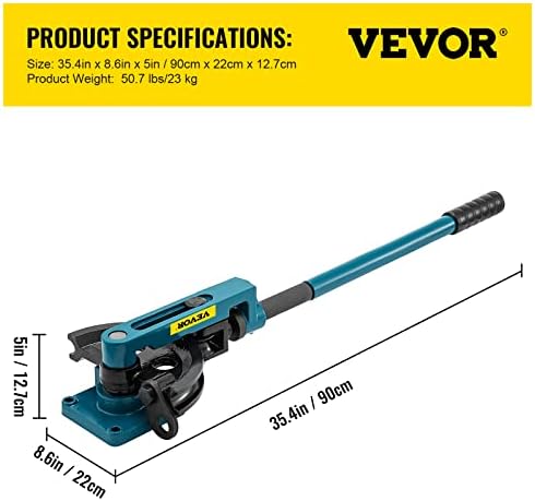 VEVOR Pipe Tube Bender  3/8 to 1 Manual Pipe Tube Bender  with 7 Dies  Heavy Duty Tube Bender Tubing of Steel Metal Copper  for Repair Shops  Blue