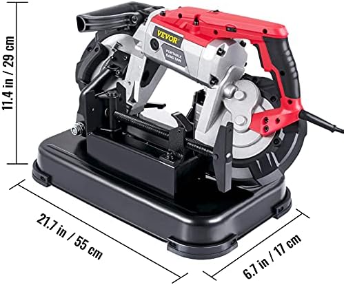 VEVOR Portable Band Saw  110V Removable Alloy Steel Base 5 Inch Cutting Capacity Hand held Variable Speed Portable Bandsaw  10Amp Motor Deep Cut Band saw for Metal Wood
