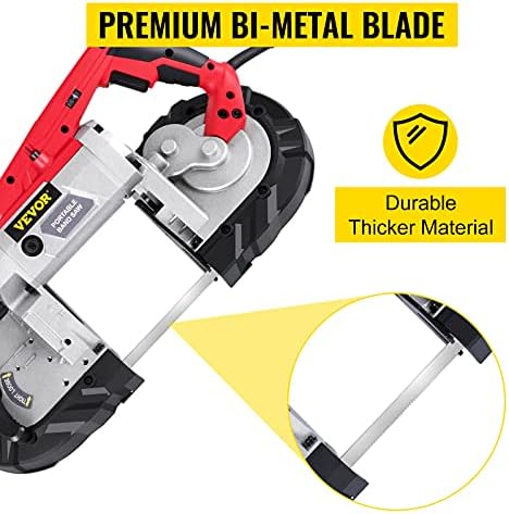 VEVOR Sierra de Cinta Portátil, Sierra de Banda con Cable de Capacidad de Corte de 5 Pulgadas, Sierra de Banda Manual de Velocidad Variable, Sierra de Cinta Portátil con Motor de 10 Amperios, Sierra
