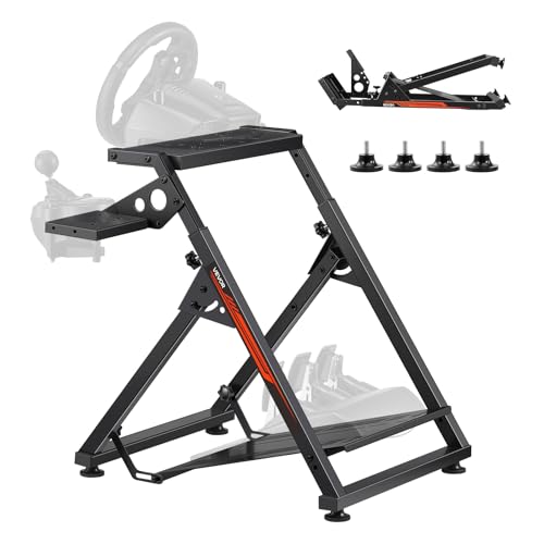 VEVOR Portable Racing Wheel Stand  Foldable & Adjustable Steering Sim Wheel Stand  18 5 in Seat Inner Width  Compatible with Logitech G923/G920/G29  Thrustmaster T248P  Fanatec  Hori  Mad Catz  Black