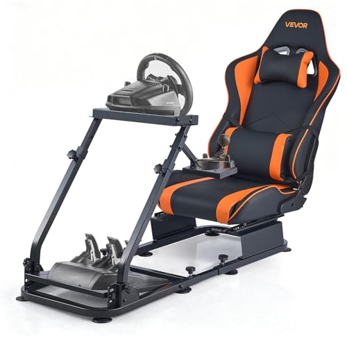VEVOR Portable Racing Wheel Stand  Foldable & Adjustable Steering Sim Wheel Stand  18 5 in Seat Inner Width  Compatible with Logitech G923/G920/G29  Thrustmaster T248P  Fanatec  Hori  Mad Catz  Black