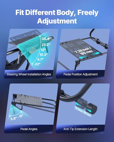 VEVOR Portable Racing Wheel Stand  Foldable & Adjustable Steering Sim Wheel Stand  18 5 in Seat Inner Width  Compatible with Logitech G923/G920/G29  Thrustmaster T248P  Fanatec  Hori  Mad Catz  Black