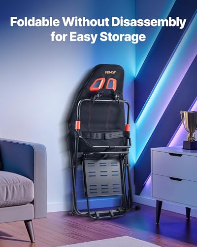 VEVOR Portable Racing Wheel Stand  Foldable & Adjustable Steering Sim Wheel Stand  18 5 in Seat Inner Width  Compatible with Logitech G923/G920/G29  Thrustmaster T248P  Fanatec  Hori  Mad Catz  Black