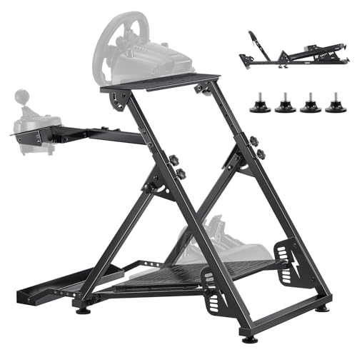 VEVOR Portable Racing Wheel Stand  Foldable & Adjustable Steering Sim Wheel Stand  18 5 in Seat Inner Width  Compatible with Logitech G923/G920/G29  Thrustmaster T248P  Fanatec  Hori  Mad Catz  Black