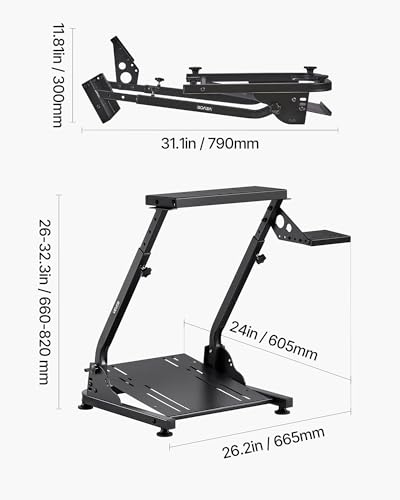 VEVOR Racing Wheel Stand  Adjustable & Foldable Simulator Stand for Logitech G29 G27 G920 G923  Thrustmaster T300RS T300GT T248 TS PC TSXW Gaming Cockpit Pedals Simulator NOT Included