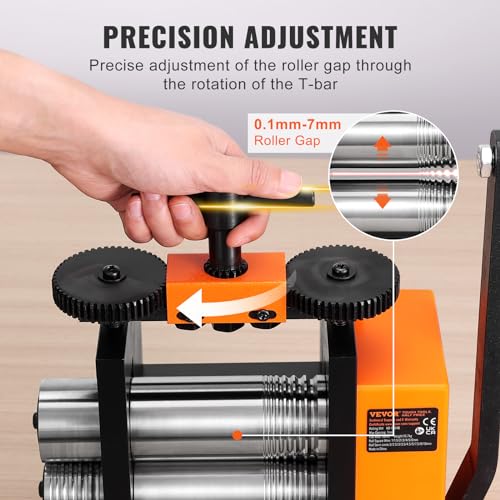 VEVOR Rolling Mill 3/76 mm Jewelry Rolling Mill Machine 1 2 Gear Ratio 3 in 1 Multi Function Rolling Mill 0 1 7mm Press Thickness for Metal Jewelry Making Sheet Square Wire Semicircle Pattern