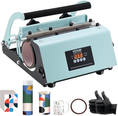 VEVOR Tumbler Heat Press Machine  11 30oz Mug Press  Heat Up Fast and Even  Tumbler Press with Sublimation Paper  Tape and Gloves  Temp and Time Setting  for Sublimation Tumblers  Cups  Mugs  Green