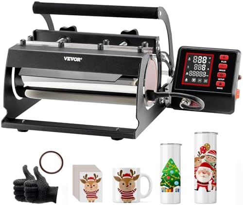 VEVOR Tumbler Heat Press Machine  11 30oz Mug Press  Heat Up Fast and Even  Tumbler Press with Sublimation Paper  Tape and Gloves  Temp and Time Setting  for Sublimation Tumblers  Cups  Mugs  Green