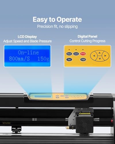 VEVOR Vinyl Cutter Machine  Upgraded 28 Inch Paper Feed Cutting Plotter Bundle  Adjustable Force & Speed Vinyl Printer with Powerful Stepper Motors  Signmaster Software Compatible with Windows System