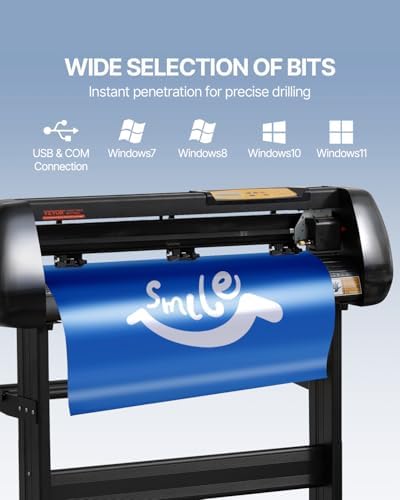 VEVOR Vinyl Cutter Machine  Upgraded 28 Inch Paper Feed Cutting Plotter Bundle  Adjustable Force & Speed Vinyl Printer with Powerful Stepper Motors  Signmaster Software Compatible with Windows System