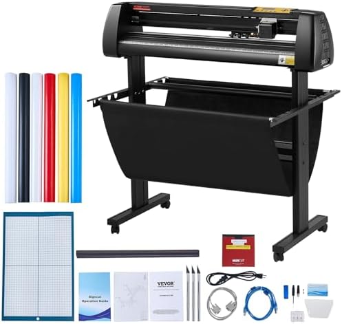 VEVOR Vinyl Cutter Machine  Upgraded 28 Inch Paper Feed Cutting Plotter Bundle  Adjustable Force & Speed Vinyl Printer with Powerful Stepper Motors  Signmaster Software Compatible with Windows System
