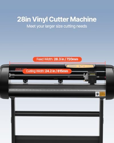 VEVOR Vinyl Cutter Machine  Upgraded 28 Inch Paper Feed Cutting Plotter Bundle  Adjustable Force & Speed Vinyl Printer with Powerful Stepper Motors  Signmaster Software Compatible with Windows System