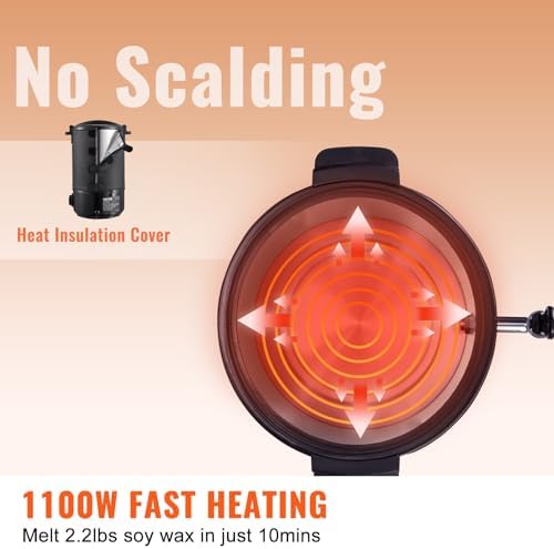 VEVOR Wax Melter for Candle Making  6 5 Liter Large Electric Wax Melting Pot Easy Pour Spout  9 Level Temperature Control  Easy Clean for Candle Soap Cream Beauty Bulk Production Business or Home