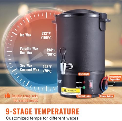 VEVOR Wax Melter for Candle Making  6 5 Liter Large Electric Wax Melting Pot Easy Pour Spout  9 Level Temperature Control  Easy Clean for Candle Soap Cream Beauty Bulk Production Business or Home