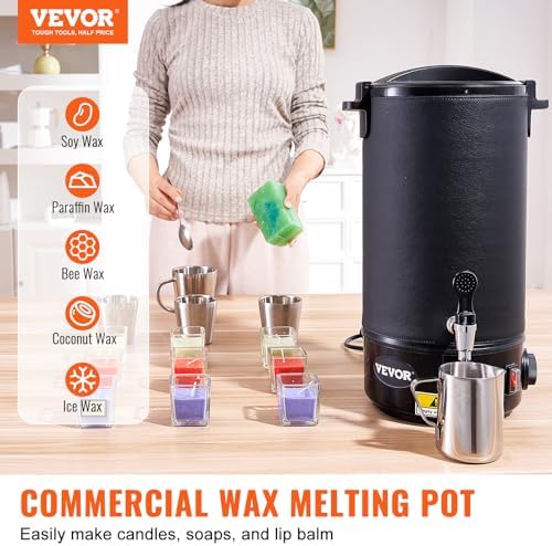 VEVOR Wax Melter for Candle Making  6 5 Liter Large Electric Wax Melting Pot Easy Pour Spout  9 Level Temperature Control  Easy Clean for Candle Soap Cream Beauty Bulk Production Business or Home