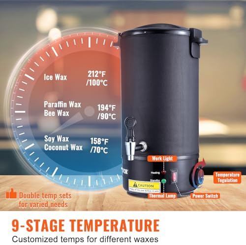 VEVOR Wax Melter for Candle Making  6 5 Liter Large Electric Wax Melting Pot Easy Pour Spout  9 Level Temperature Control  Easy Clean for Candle Soap Cream Beauty Bulk Production Business or Home