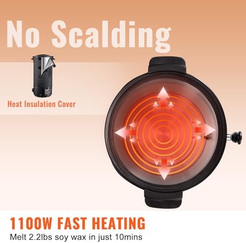 VEVOR Wax Melter for Candle Making  6 5 Liter Large Electric Wax Melting Pot Easy Pour Spout  9 Level Temperature Control  Easy Clean for Candle Soap Cream Beauty Bulk Production Business or Home