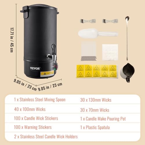 VEVOR Wax Melter for Candle Making  6 5 Liter Large Electric Wax Melting Pot Easy Pour Spout  9 Level Temperature Control  Easy Clean for Candle Soap Cream Beauty Bulk Production Business or Home