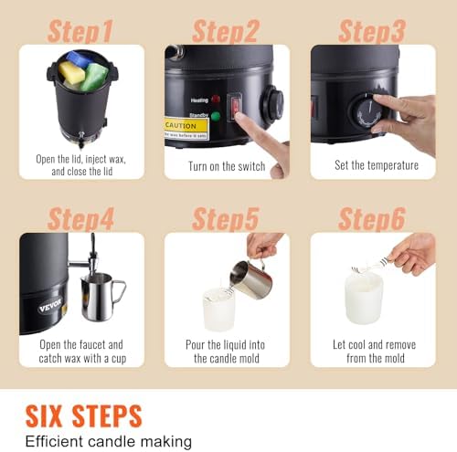 VEVOR Wax Melter for Candle Making  6 5 Liter Large Electric Wax Melting Pot Easy Pour Spout  9 Level Temperature Control  Easy Clean for Candle Soap Cream Beauty Bulk Production Business or Home