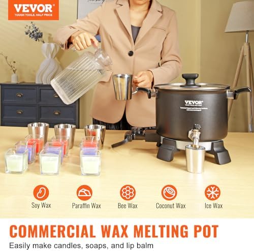 VEVOR Wax Melter for Candle Making  6 5 Liter Large Electric Wax Melting Pot Easy Pour Spout  9 Level Temperature Control  Easy Clean for Candle Soap Cream Beauty Bulk Production Business or Home