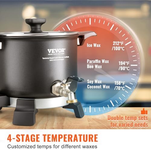 VEVOR Wax Melter for Candle Making  6 5 Liter Large Electric Wax Melting Pot Easy Pour Spout  9 Level Temperature Control  Easy Clean for Candle Soap Cream Beauty Bulk Production Business or Home