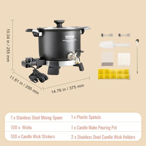 VEVOR Wax Melter for Candle Making  6 5 Liter Large Electric Wax Melting Pot Easy Pour Spout  9 Level Temperature Control  Easy Clean for Candle Soap Cream Beauty Bulk Production Business or Home