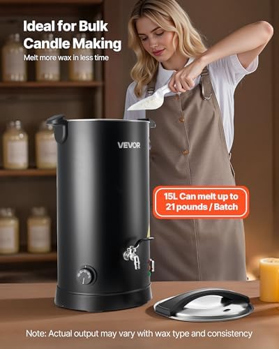 VEVOR Wax Melter for Candle Making  6 5 Liter Large Electric Wax Melting Pot Easy Pour Spout  9 Level Temperature Control  Easy Clean for Candle Soap Cream Beauty Bulk Production Business or Home
