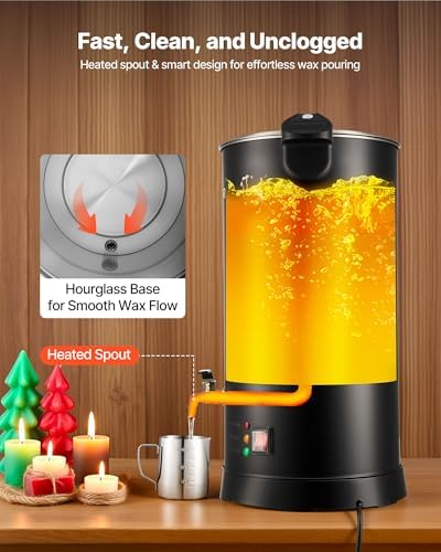 VEVOR Wax Melter for Candle Making  6 5 Liter Large Electric Wax Melting Pot Easy Pour Spout  9 Level Temperature Control  Easy Clean for Candle Soap Cream Beauty Bulk Production Business or Home