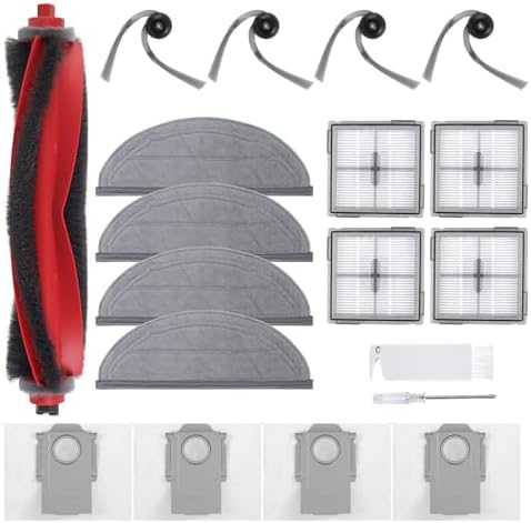 VIEWALL 18 Pack L60 Accessories Kit Replacement Compatible with Eufy L60 / L50 Robot Vacuum  Accessories Kit 2 Roller Brush  4 Side Brushes  4 Filters  6 Dust bags  1 Screwdriver  1 Cleaning tool
