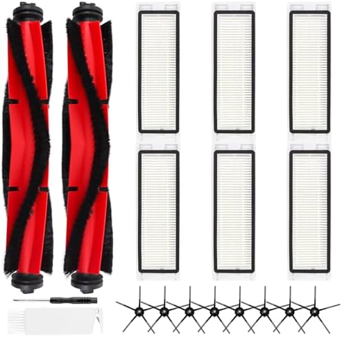 VIEWALL 18 Pack L60 Accessories Kit Replacement Compatible with Eufy L60 / L50 Robot Vacuum  Accessories Kit 2 Roller Brush  4 Side Brushes  4 Filters  6 Dust bags  1 Screwdriver  1 Cleaning tool