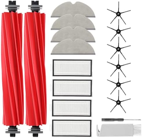 VIEWALL 18 Pack L60 Accessories Kit Replacement Compatible with Eufy L60 / L50 Robot Vacuum  Accessories Kit 2 Roller Brush  4 Side Brushes  4 Filters  6 Dust bags  1 Screwdriver  1 Cleaning tool