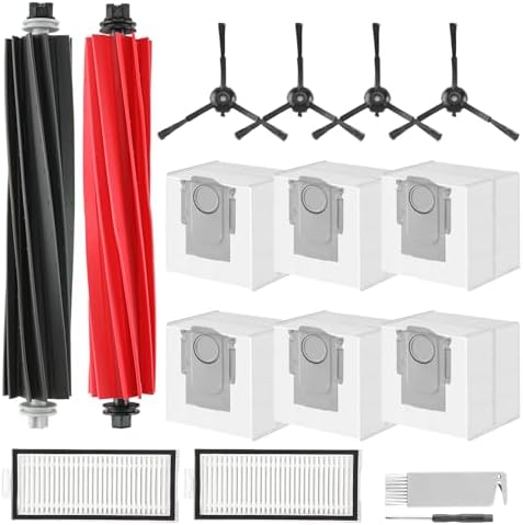 VIEWALL 18 Pack L60 Accessories Kit Replacement Compatible with Eufy L60 / L50 Robot Vacuum  Accessories Kit 2 Roller Brush  4 Side Brushes  4 Filters  6 Dust bags  1 Screwdriver  1 Cleaning tool