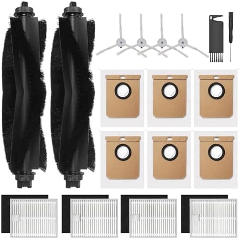 VIEWALL 18 Pack L60 Accessories Kit Replacement Compatible with Eufy L60 / L50 Robot Vacuum  Accessories Kit 2 Roller Brush  4 Side Brushes  4 Filters  6 Dust bags  1 Screwdriver  1 Cleaning tool