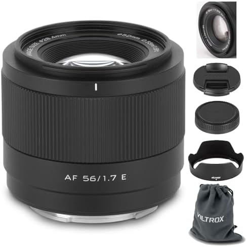 VILTROX 56mm F1 7 E Mount APS C STM Lightweight Auto Focus Lens for Sony E Mount Cameras A6000 A6100 A6300 A6400 A6500 A6600 A6700 ZV E10 FX30 ZC E10II FX3 A7C A7SII A7III A7RIIl A7IV A7RIV A9